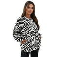 thumbnail image 7 of SCRAWLGOD Zebra Print Black White Women Oversized Crewneck Sweatshirt Long Sleeve Pullover Tops Drop Shoulder Casual Trendy Workout Clothes with Pockets, XXL, 7 of 7
