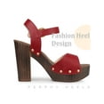 thumbnail image 3 of BLISSFUL STEP Platform Ankle Strap Block Heels Sandals for Women Red 7, 3 of 4