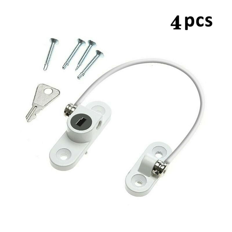4X UK White Window Door Cable Restrictor Ventilator Child Safety Security Lock 