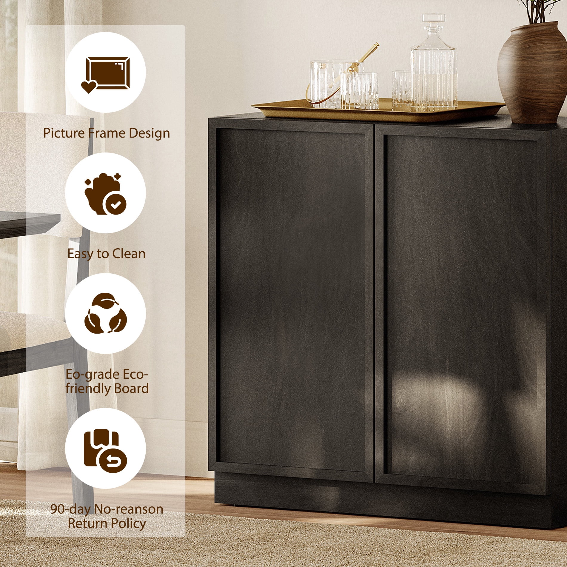 94.5" Modern Sideboard Buffet Cabinet with 3 Drawers and Adjustable Shelf, Multifunctional Sideboard with Large Storage and Adjustable Shelf