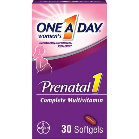 One A Day Women's Prenatal 1 Multivitamin, Supplement for Before, During, and Post Pregnancy, including Vitamins A, C, D, E, B6, B12, and Omega-3 DHA, 30