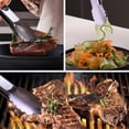thumbnail image 4 of One Handed Stainless Steel Cooking Tongs with Scalloped Tips, Easy Operation, Soft-touch Handle, Stainless Steel Locking Grill BBQ Tongs for Thin and Thick Cut of Food(12 Inch&9 Inch S, 4 of 7