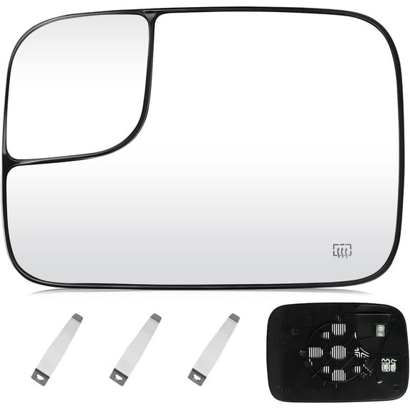 Driver Side Towing Mirror Glass Replacement For 05-09 Dodge RAM 1500, 2500, 3500 (Heated Defrost)