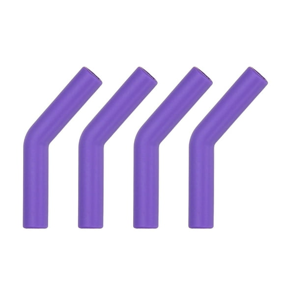 Uxcell 4Pcs Silicone Straw Tips, Silicone Straw Elbows Tip, Soft Reusable Metal Straw Covers Fit for 10mm/0.39" OD Stainless Steel Straws, Purple