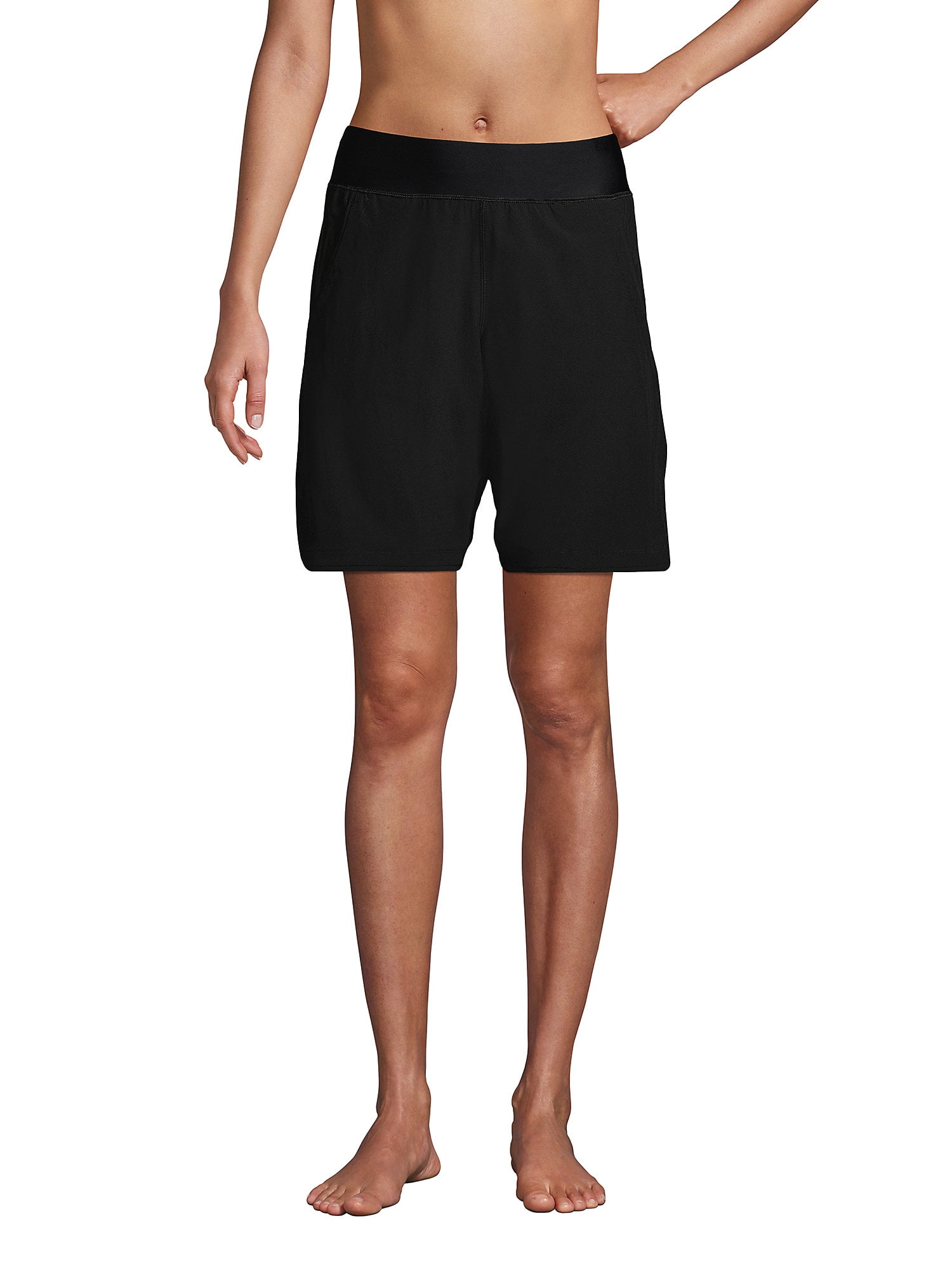 Lands' End Women's 9 Quick Dry Elastic Waist Modest Board Shorts Swim  Cover-up Shorts with Panty 
