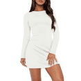 thumbnail image 3 of SOMER Dresses for Women Cocktail Long Sleeve Dress for Women Sexy Bodycon Mini Boat Neck Casual White Dress, 3 of 7