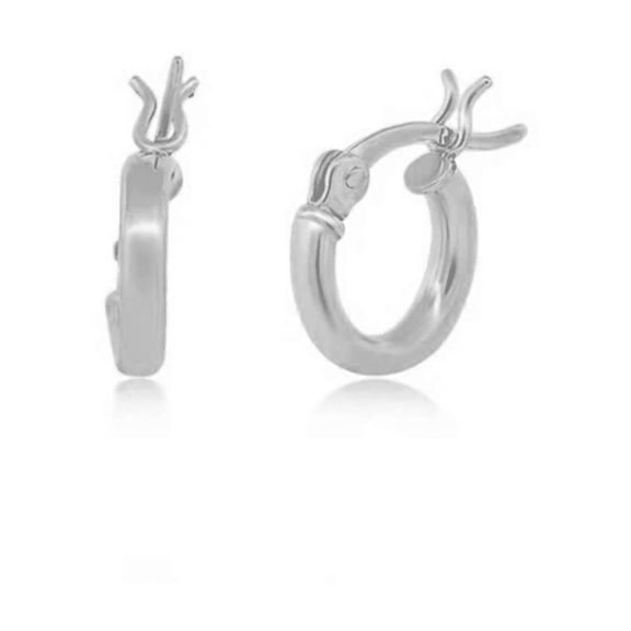 Cate & Chloe Monica 18k White Gold Plated Silver 10mm Hoop Dainty Earrings for Women, Gift for her
