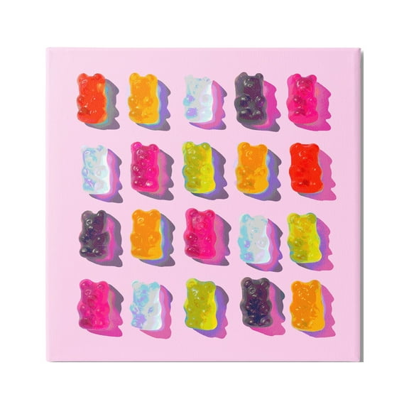 Stupell Industries Pink Modern Gummy Candy Food & Beverage Painting Gallery Wrapped Canvas Art Print Wall Art, 17 x 17