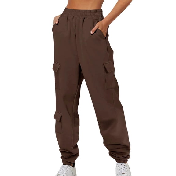 Women's Sweatpants Sevevn Women Casual Trousers High Waist Drawstring With Multi-Pockets Long Pants