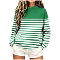 thumbnail image 2 of Yutgune Women's Striped Sweatshirt Long Sleeve Mock Neck Pullover Casual Relaxed Fit Top, 2 of 8