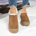 thumbnail image 2 of Rokment Womens Winter Snow Boots with Fleece Lined Wide Width Cold Weather Fashion Warm Suede Fuzzy Slip on Platform Flat Low Heel Ankle Booties Brown Size 7, 2 of 7
