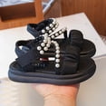 thumbnail image 7 of BCSIOAOI Toddler Sandals for Girls,Pearl Strap Ruched Open-Toe Summer Shoes Black 4-4.5t, 7 of 7