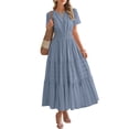 thumbnail image 1 of Vestido casual BTFBM de verano 2025 con cuello en V y manga corta para mujer, 1 of 9