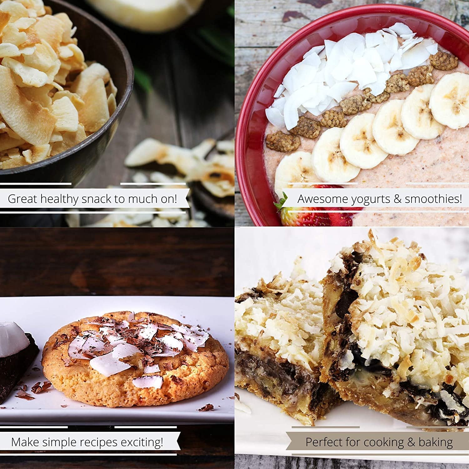 Gourmet Toasted Sweetened Coconut Chips by Its Delish - 18 Oz Jumbo Reusable Container Jar - Healthy Creative Snacks Favorite Food Crunch - Great For Snacking, Baking and Decorating