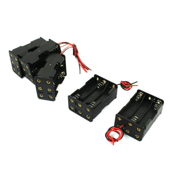 Unique Bargains 5 Pcs 6 x 1.5V AAA Black Plastic Battery Holder Clip Pack Box Case