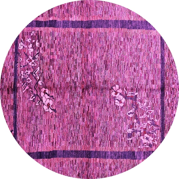 Ahgly Company Indoor Round Abstract Pink Contemporary Area Rugs, 4' Round