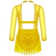 thumbnail image 4 of Haitryli Kids Girls Sequin Tassel Latin Dance Dress Long Sleeve Ballroom Salsa Rumba Tango Dancewear Gold 8, 4 of 5