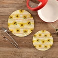 thumbnail image 2 of SKYSONIC 2 pcs Sunflower Leaves Floral Pot Holders Trivets, Heat Resistant Trivets,Yellow White Stripes Cotton Thread Weave Mats for Hot Pads Pans Pot Bowl Teapot, 2 of 7