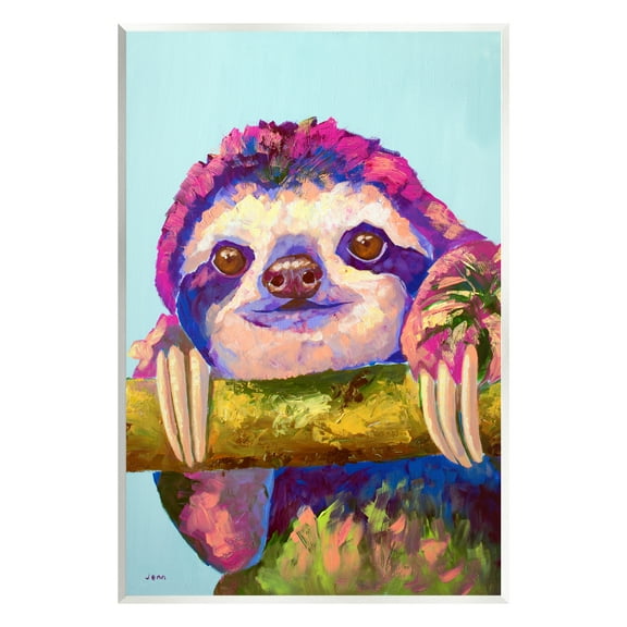 Stupell Happy Sloth Bold Wildlife Animal Animals & Insects Painting Wall Plaque Unframed Art Print Wall Art