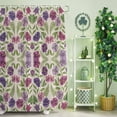 thumbnail image 2 of Shower Curtain, Gradient Purple Flowers Leaves Waterproof Shower Curtain Set with Hooks for Bathroom Showers,Stalls and Bathtubs,60x72In Pastoral Vintage Linen, 2 of 9