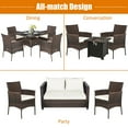 thumbnail image 5 of Gymax Patio 2PCS Rattan Arm Dining Chair Cushioned Sofa Furniture Brown, 5 of 10