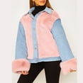 thumbnail image 3 of CEHVOM Mode Femmes Cardigan Décontracté en Peluche Patchwork Veste Manteau Liquidation, 3 of 5