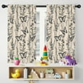 thumbnail image 5 of Blackout Kids Curtains,Beige Butterfly Plant Pattern Childrens Insulated Curtains Set Of 2,Bedroom Essentials,Toddler Room Decor 42"x54", 5 of 5