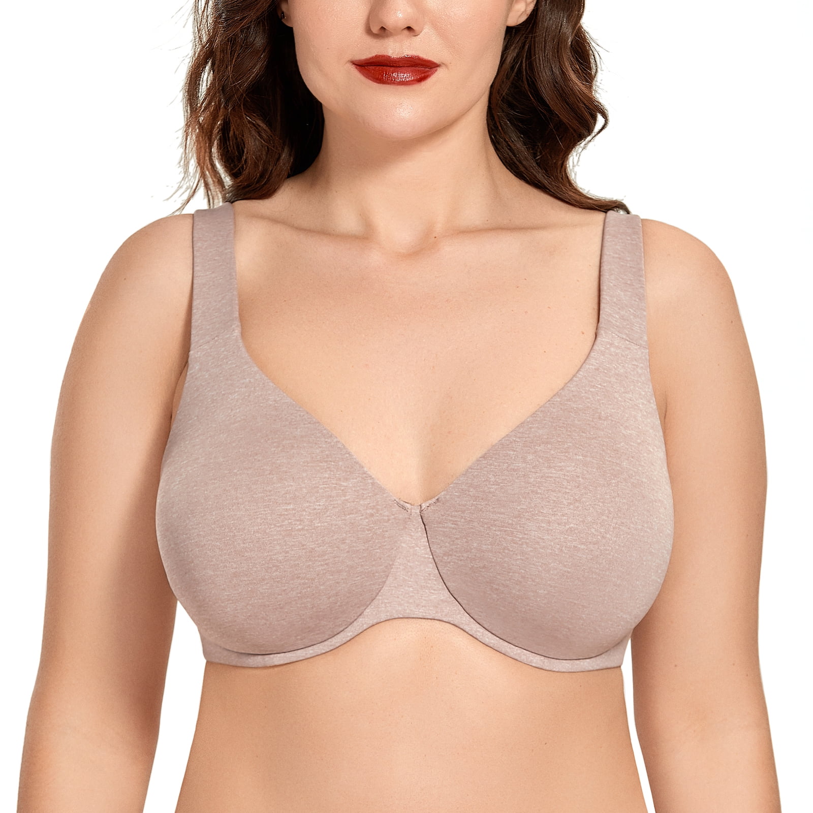 DELIMIRA Womens Plus Size Bras Minimizer Seamless Underwire Unlined Cup