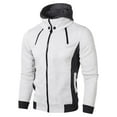 thumbnail image 2 of PNTUTB Men's Fashion Color-Block Hooded Stand-Up Collar Full-Zip Long Sleeve Sports Casual Jacket, 2 of 5