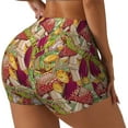 thumbnail image 2 of Fotbe Colored Large Mushrooms and Leaves Seamless Shorts, Womens Workout Shorts High Waist Stretch Booty Short for Gym/Yoga/Running/Biking-, 2 of 9