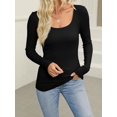 thumbnail image 6 of Womens Long Sleeve Scoop Neck Shirts Knit Tops Slim Fitted Tees Basic Casual Fall Outfits, 6 of 6