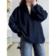 thumbnail image 4 of Suéter de Cuello Alto y Larga para Mujer con Cremallera, Jersey Informal de Punto Acanalado para Otoño e Invierno. Azul Marino L, 4 of 8