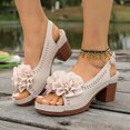 thumbnail image 4 of EKVAHL Orthopedic Block Heel Sandals for Women, Slingback Floral Decor Slip On Dress Shoes, Hollow Cut Party Wedding Daily Sandals Beige, 4 of 5