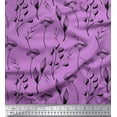 thumbnail image 1 of Soimoi Purple Silk Fabric Cotton Ball Leaves Print Fabric by the Yard 44 Inch Wide, 1 of 3