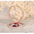 thumbnail image 3 of 2 Carat Ruby in 7x5mm Emerald Cut and Moissanite Diamond Engagement Bridal Wedding Ring Set in 10k Rose Gold, 3 of 3