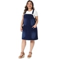 thumbnail image 3 of DARING DIVA Women's Plus Denim Overalls Dress Bib Suspender Skirts 4X Dark Blue, 3 of 6