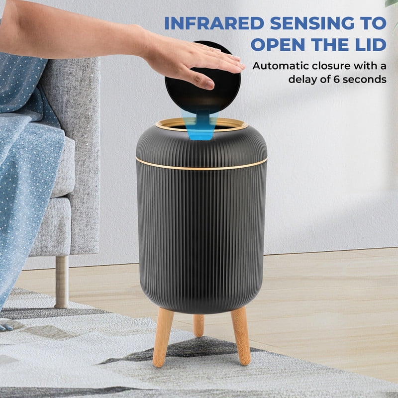 Touchless Automatic Trash Can 10L, Motion Sensor Smart Bin, Waterproof for Kitchen & Bathroom (Black)