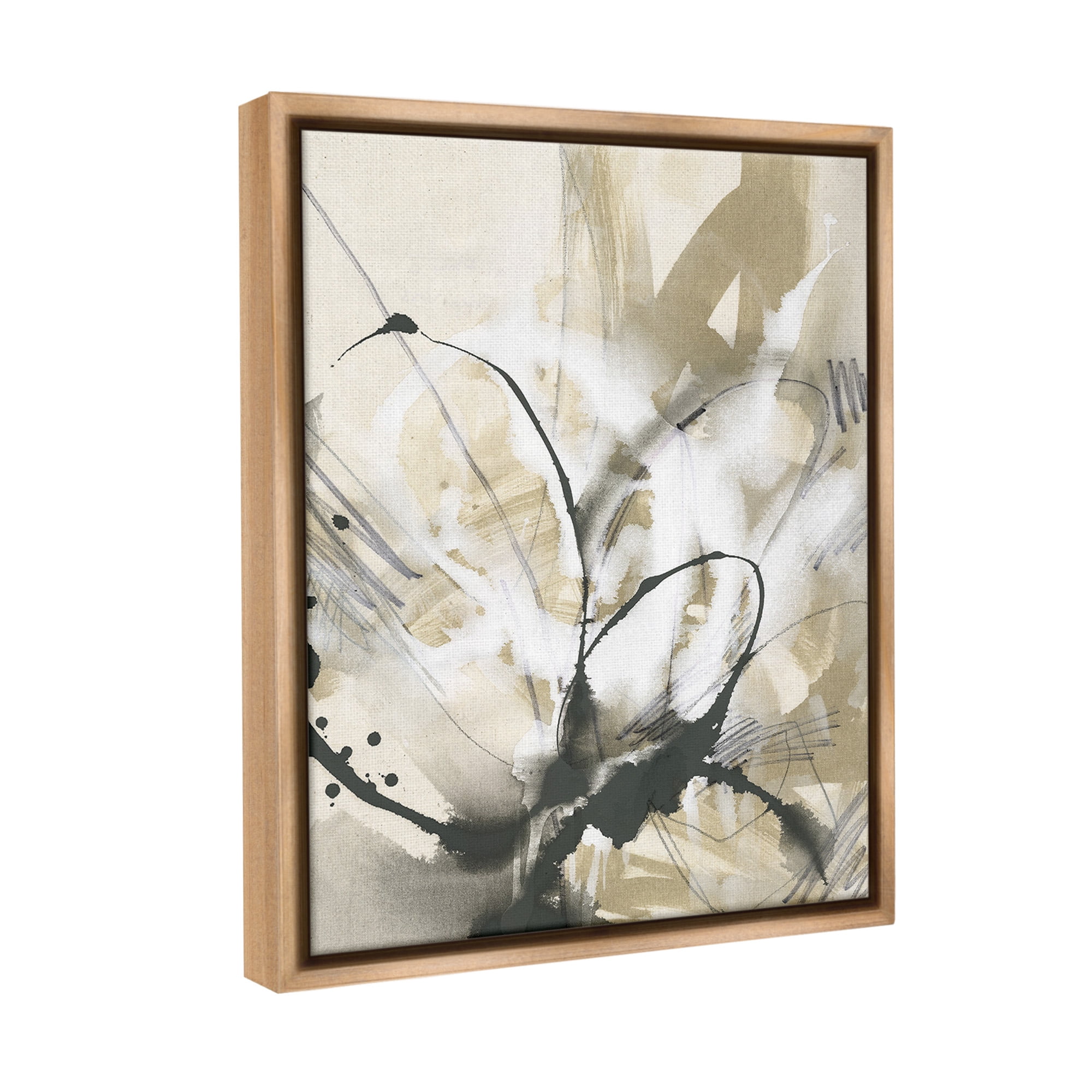 Stupell Industries Circular Complex Abstract Abstract Painting Brown Floater Framed Canvas Art Print Wall Art, 17 x 21