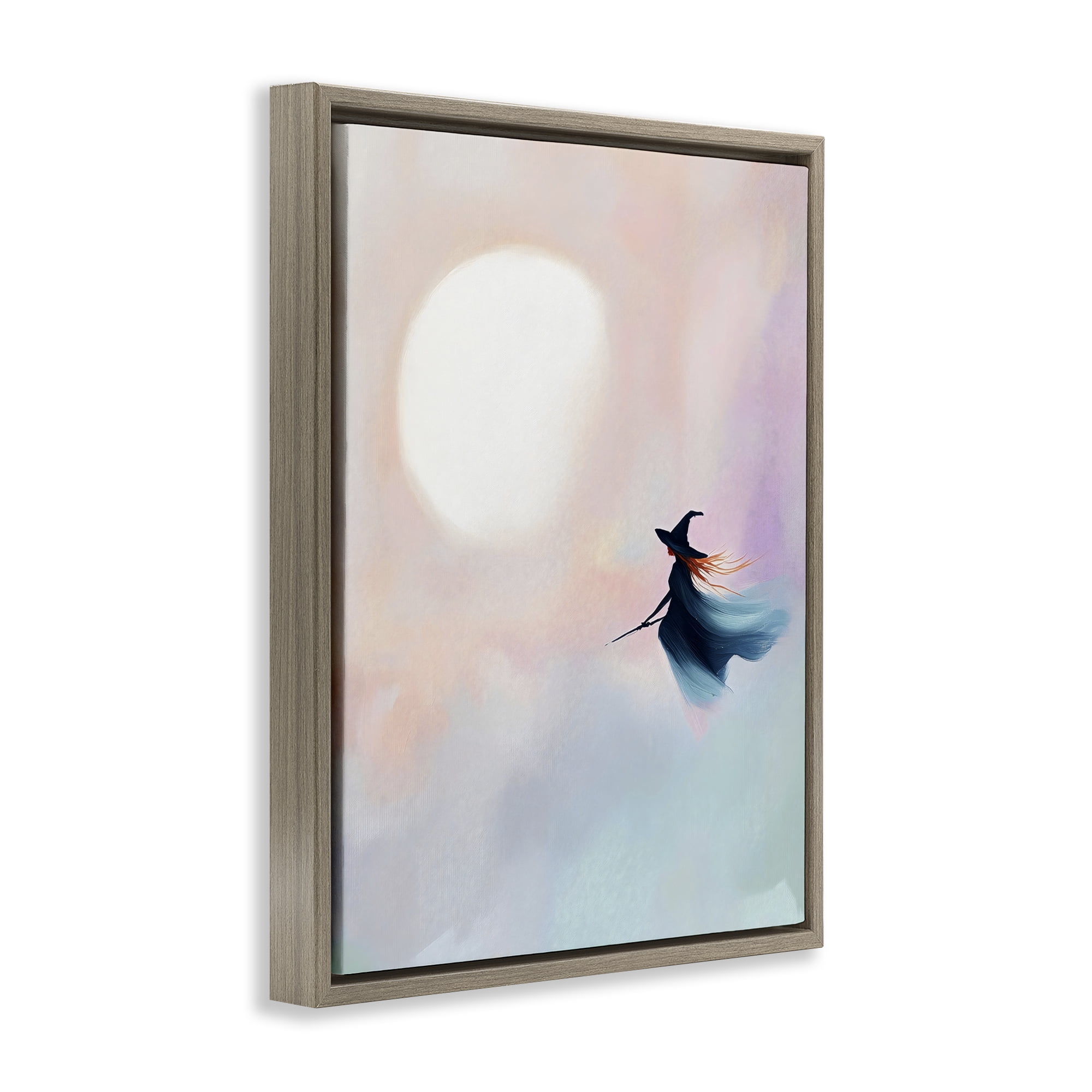 Stupell Industries Witch Flying at Sunset Brown Framed Floater Canvas Wall Art, design by The Prints Vibe