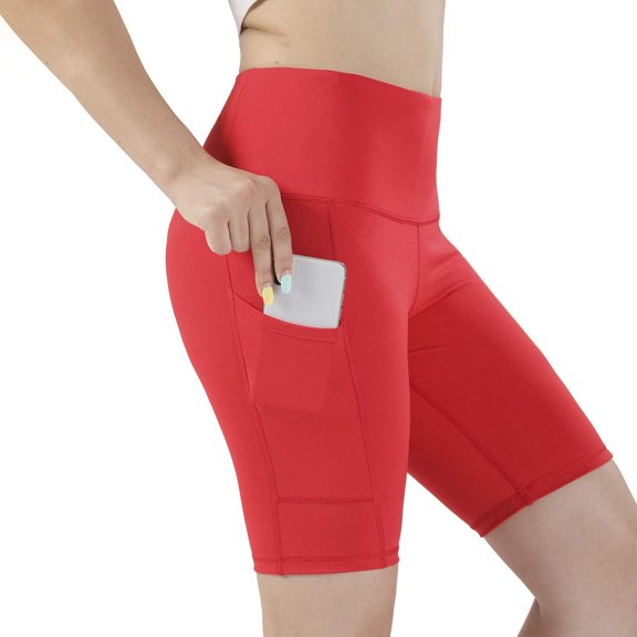 SYKROO Biker Shorts for Women 6"/ 8" High Waist Tummy Control Athletic Workout Running Yoga Shorts with Pockets 3X-Large 8" Red