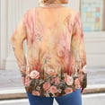 thumbnail image 3 of Stichou Long Sleeve Shirts for Women Plus Size 2025 Casual Pleated V Neck Fall Tunic Tops Button Down Blouse Dressy Loose T-Shirts Light pink 5XL, 3 of 4