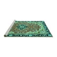 thumbnail image 2 of Ahgly Company Machine Washable Indoor Rectangle Medallion Turquoise Blue Traditional Area Rugs, 2' x 3', 2 of 4