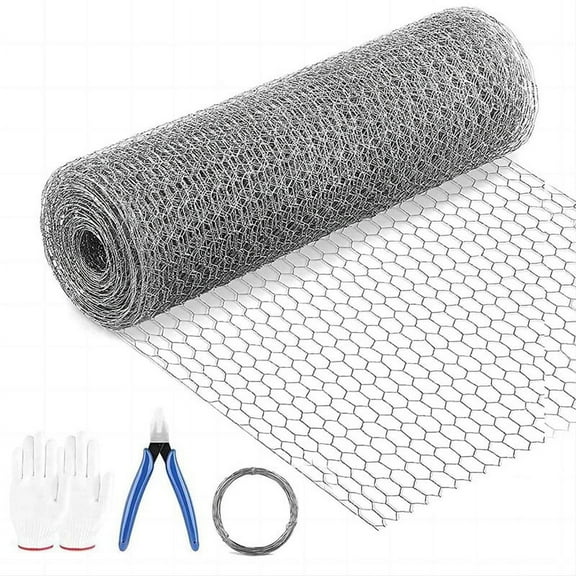 Chicken Wire 16.9 Inch X 49.2 Feet Hexagonal Galvanized Mesh Poultry Wire Netting Garden Fence Barrier for Pet Fencing