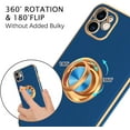 thumbnail image 4 of iPhone 11 Case, iPhone 11 Phone Case Electroplated iPhone 11 Case with 360° Ring Holder Kickstand Soft TPU Car Mount Supported Shockproof Protective Plating iPhone 11 Case Cover, Navy Blue, 4 of 15