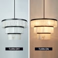 thumbnail image 6 of Natural Round Matte Black Alabaster 3-Tier 34.5 Inch Chandelier, Sturdy Ceiling Lamp, Organic Ceiling Light, Ceiling Mounted Light for Living Room, Dining Room, 6 of 8