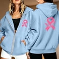 thumbnail image 2 of Bibifish Womens Zip Up Hoodies Breast Cancer Awareness Ribbon Hooded Sweatshirts Relaxed Fit Long Sleeve Hooded Jackets With Pockets, 2 of 7