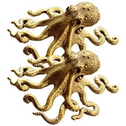 2 Pcs Octopus Antique Decor Vintage Brass Bookshelf Figurine Tea Lovers Gifts for Women