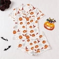 thumbnail image 4 of MVRLSH Womens Pajama Sets for Women 2 Piece Halloween Print Button Waist Short Sleeve Top And Shorts wear Sleepwear Soft Sleepwear Lounge Set White - M, 4 of 7
