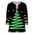 thumbnail image 7 of Womens Christmas 3/4 Sleeve Tops with Buttons V Neck Graphic Tshirts Printed Holiday Outfits Cute Tee Shirts (2XL, Green), 7 of 7