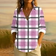 thumbnail image 2 of UAMVSH Blouses for Women Dressy Casual Lapel Button Long Sleeve Tops Lightweight Loose Fit Plaid Shirts Fashion Clothing, 2 of 5